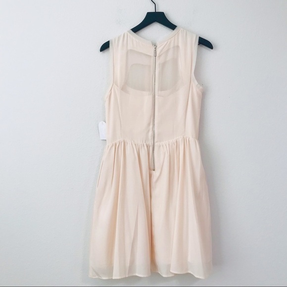 New! Jessica Simpson Fit & Flare Chiffon Tulle Blush Pink Party Cocktail Dress - Picture 3 of 12